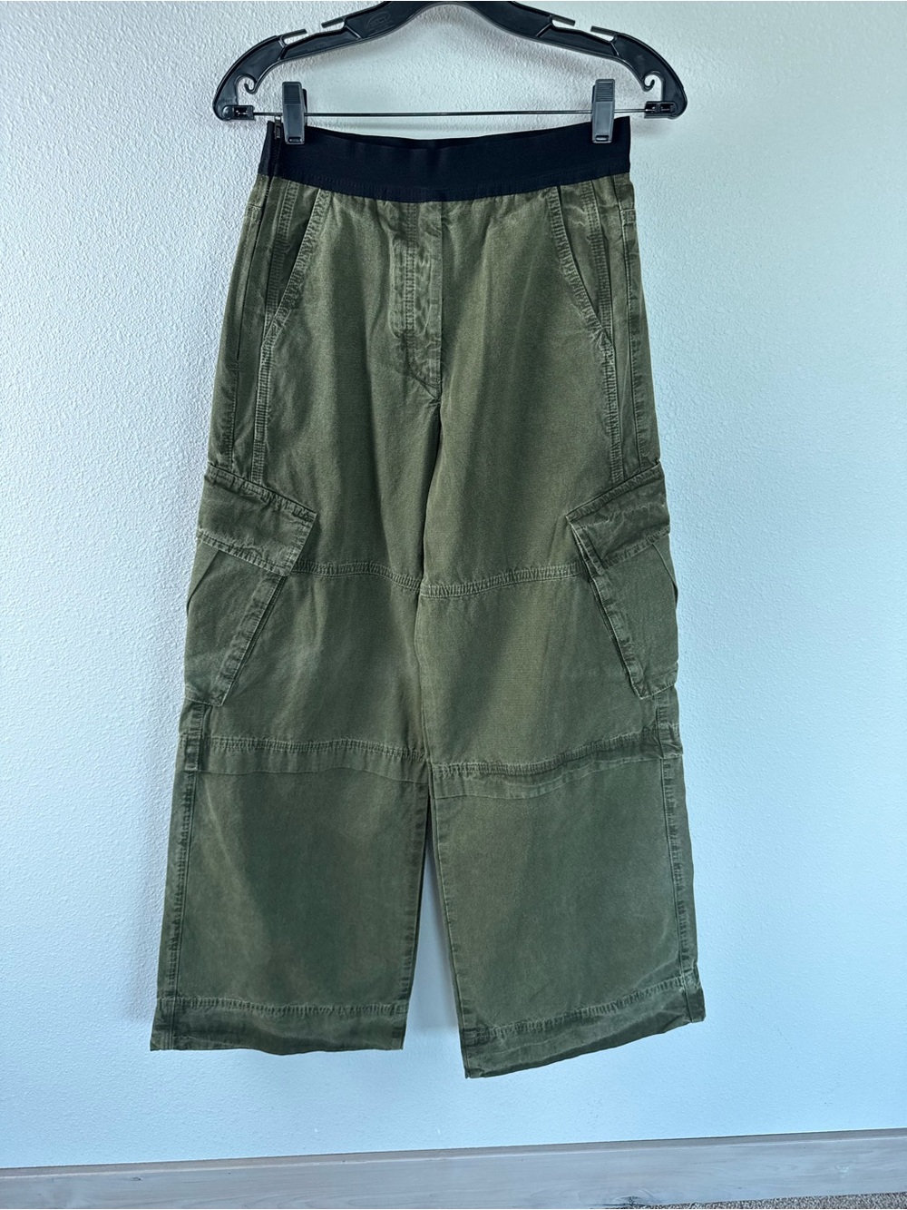 New ME+EM Wide-Leg Cargo Trouser Elastic Waist Pants NWT Spring Olive Size 2 - Picture 4 of 16